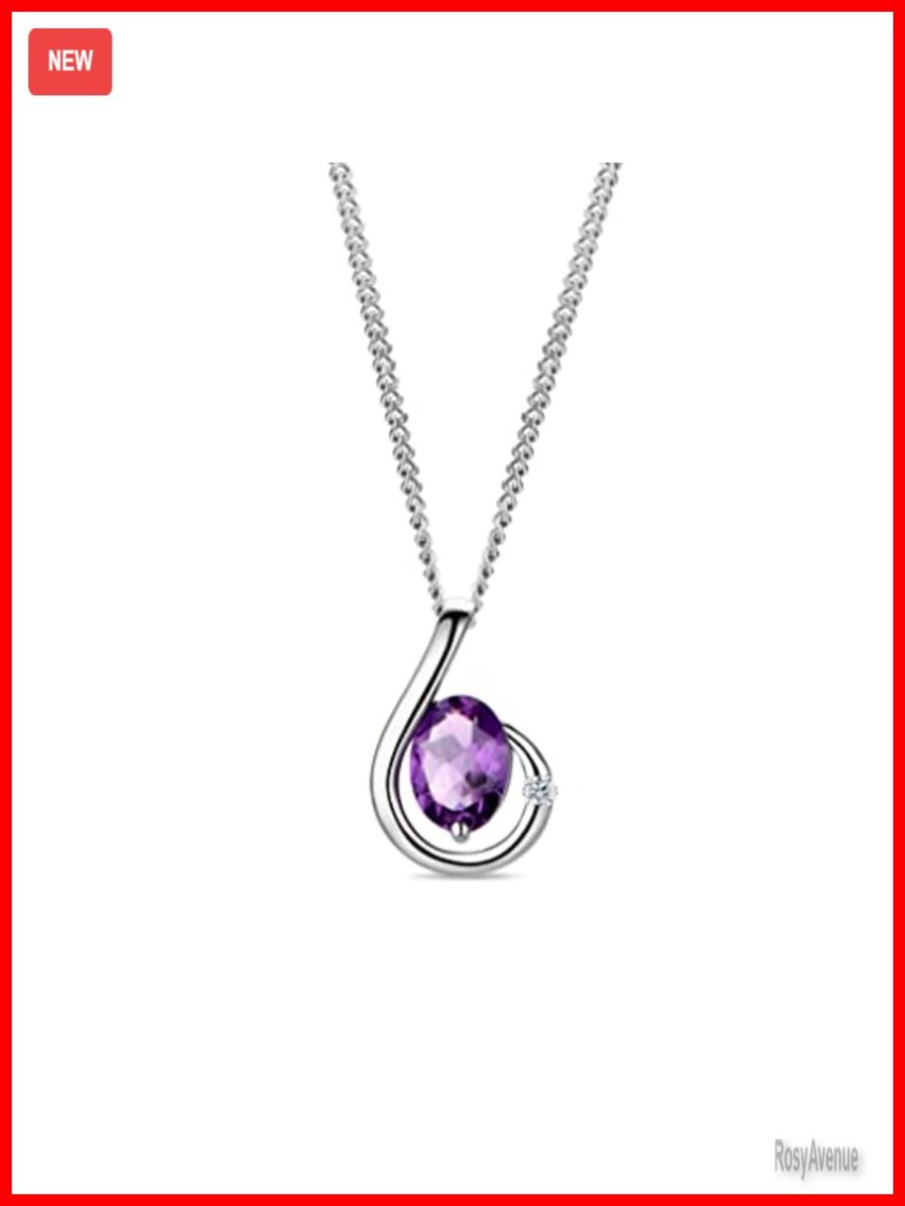 14K Gold Amethyst Pendant Necklace with Natural Diamond